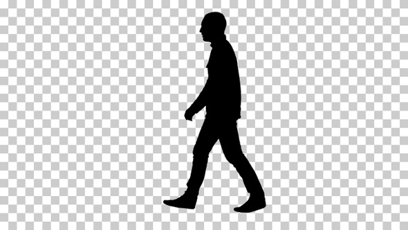 Silhouette man walking, Alpha Channel