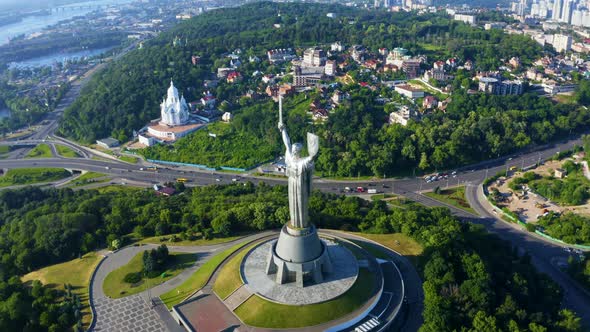 Aerial View of the Mother Motherland Monument in Kiev