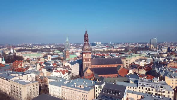 Riga Old Town Aerial 4k