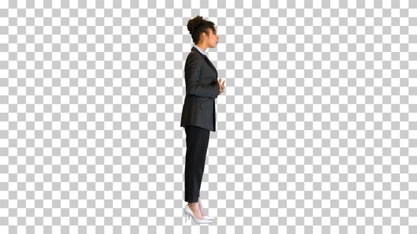Young African American woman in a suit, Alpha Channel