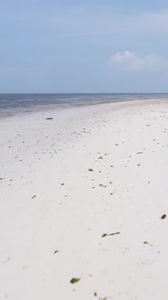 Tanzania  Vertical Video Empty Beach on Zanzibar Island Slow Motion