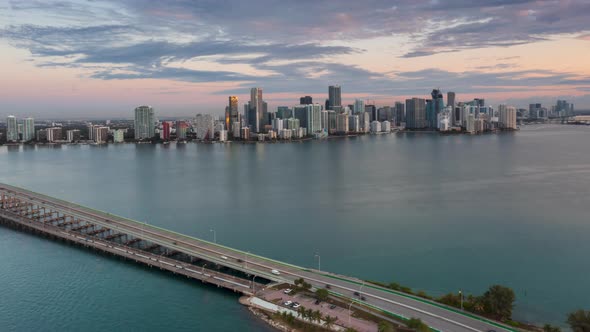 Aerial Hyperlapse over Miami and Venetian causeway
