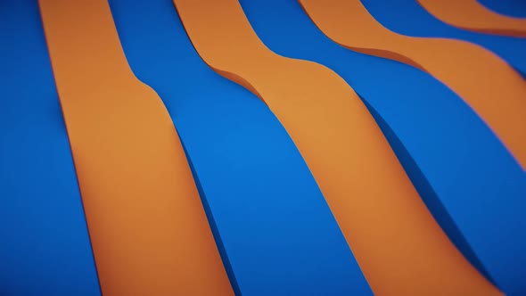 3d Wavy Orange Blue Stripes