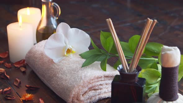 Spa background. Massage, oriental therapy, wellbeing and meditation concept.