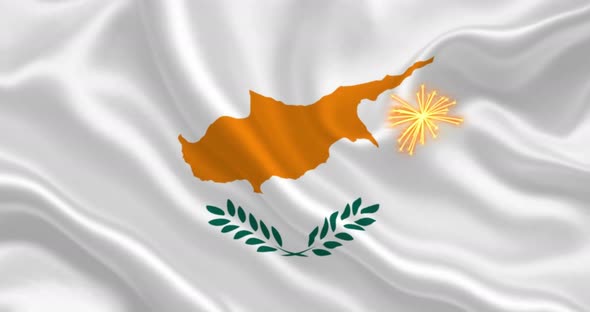 : fireworks on Cyprus waving flag