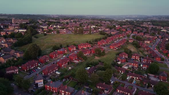 Red brick built council built houses typical of a large percent of UK homes in the West Yorkshire re