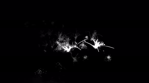 Awesome Real Firework on Deep Black Background Sky on Fireworks Festival From River Bank Over Night