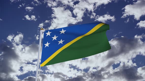 Solomon Islands Flag With Sky 4k