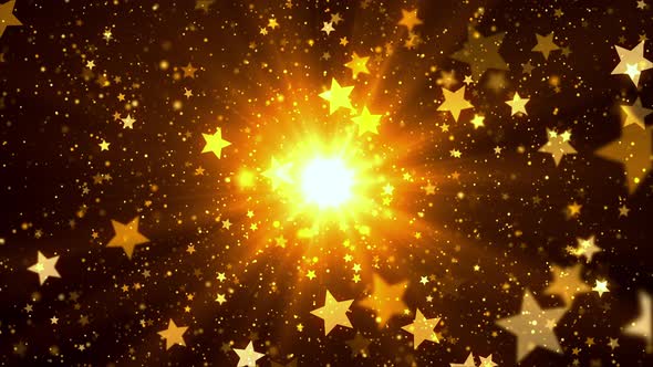 Flying golden stars and sparkles