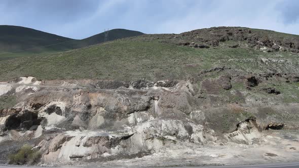 aerial mountains road rocks