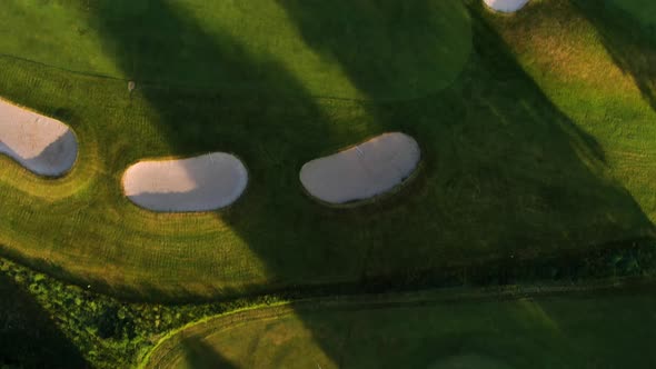 Aerial top-down forward over Hills Golf Club in Molndal near Gothenburg. Sweden