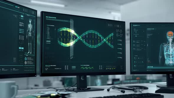 Modern biotechnological software is scanning through the genetic code helix