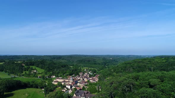 The Buisson-de-Cadouin village in Perigord in France seen from the sky