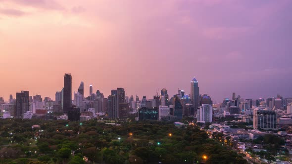 Day and Night Transition Time Lapse of Cityscape and Buildings in Metropolis