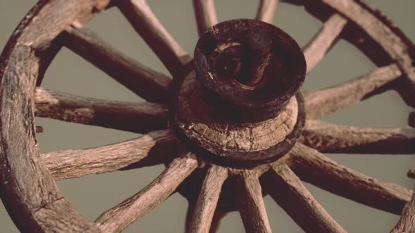 Handmade Rustic Vintage Wooden Wheel Used in Medieval Wagons