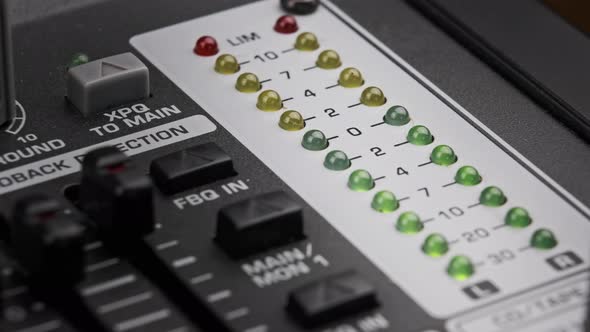 LED Indicator of Sound Level Signal on the Mixing Console in Macro