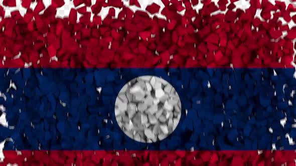 Laos Flag Breaking Rocks Transition