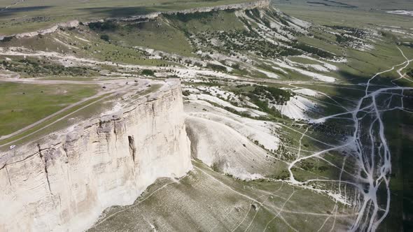 White Chalk Limestone Rock in Crimea Against a Blue Sky From a Bird'seye View