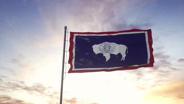 State Flag of Wyoming Waving in the Wind