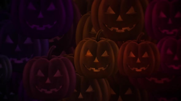 Scary Dark Multi Colored Halloween Pumpkins Motion Background Animation