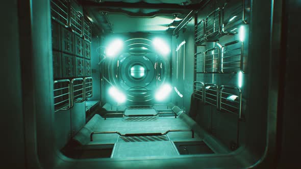 Dark Space Ship Futuristic Interior alt