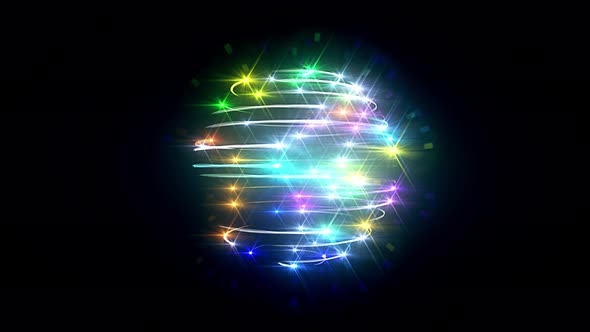 Colorful Light Trails And Flares Sphere Seamless Loop