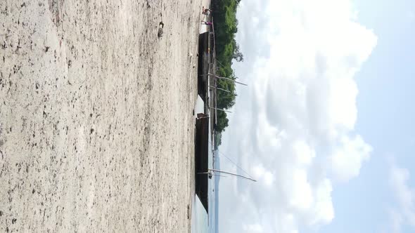 Zanzibar Tanzania  Vertical Video of Low Tide in the Ocean Near the Coast Slow Motion