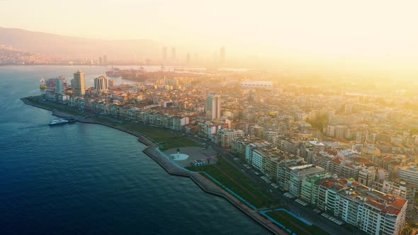 Aerial View of Beautiful Coastal Town