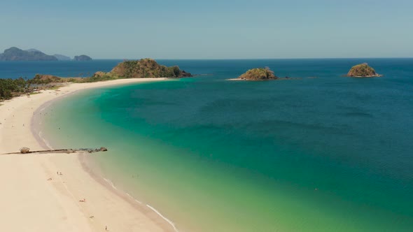 Tropical Beach with White Sand View From Above