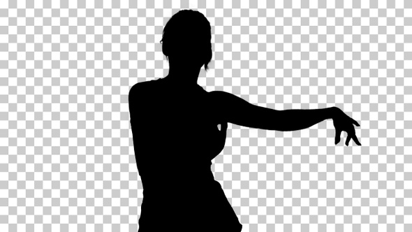 Silhouette dancing sporty woman, Alpha Channel