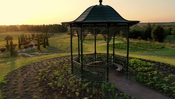 Scenic Landscape of Beautiful Summer Park Dobropark at Sunrise Motyzhyn Ukraine