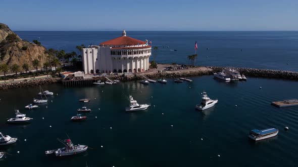 Catalina Island Casino Avalon California Aerial 4K Drone Footage