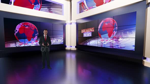 3D Virtual Tv Studio News A146