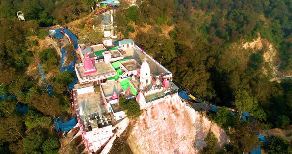 Aerial View of 'Chandi Devi' Temple in Haridwar India. 