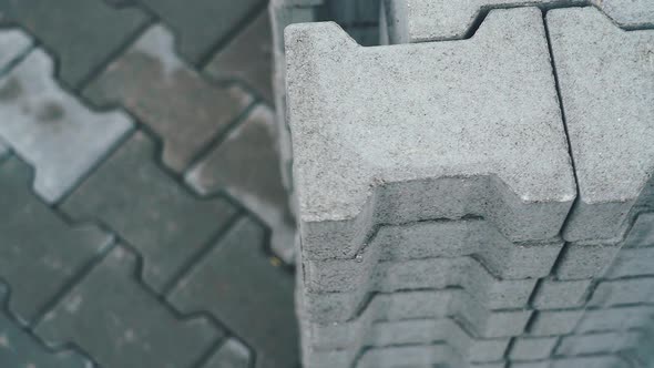 Pile of paving sett waiting to be put on the ground