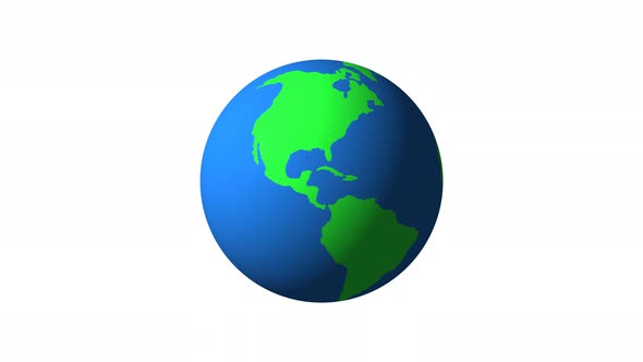 White Background Rotated 3d Earth Animated