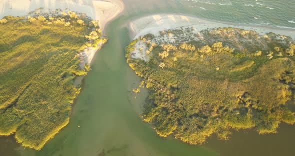 Aerial View of Tuzly Estuary National Nature Park Near By Black Sea Coast, Ukraine