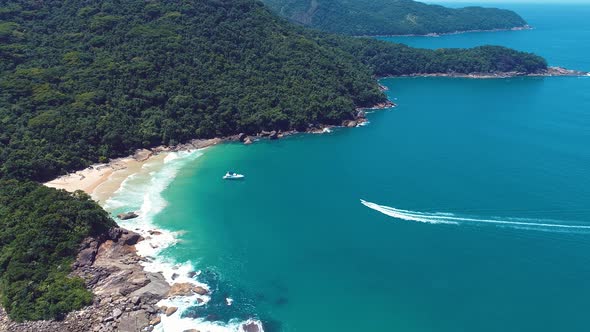 Paraty bay water. Beach landmark travel destination in Brazil.