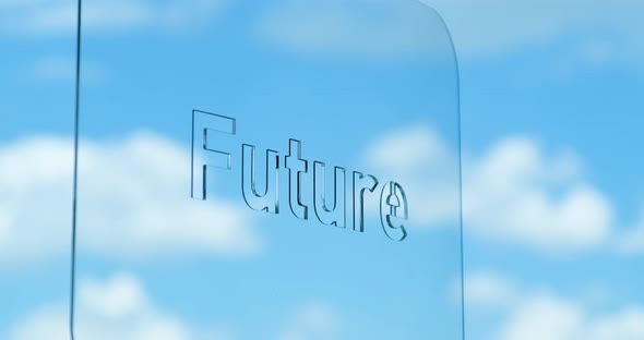 Glass Future Lettering and Clouds in the Background