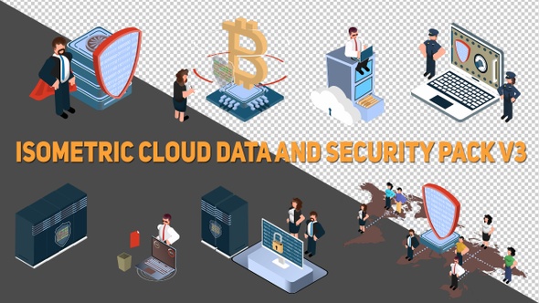 Isometric Cloud Data And Security Pack V3