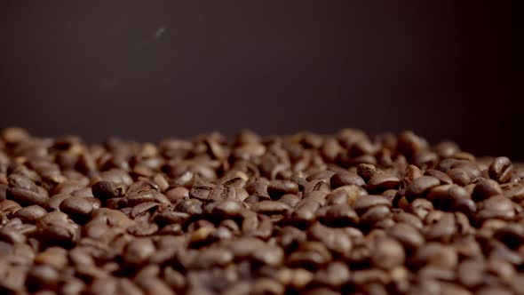 Closeup Roasted Coffee Seeds Background