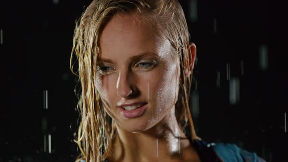 Beautiful Female Hip Hop Dancer In The Rain