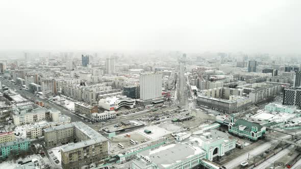 Horizontal Panorama of the Snow City From the Quadcopter