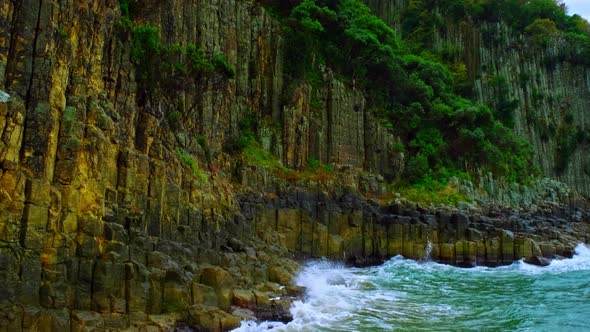 Basalt Lava Columns Sea And Waves