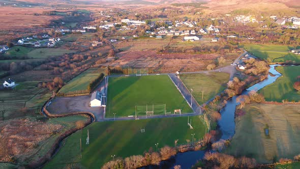 Aerial View of the Football Pitch in Glenties in County Donegal Ireland