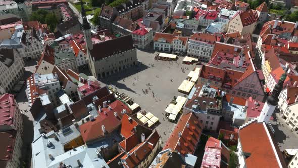 Summer Time in a Beautiful Medieval Town Hall Square in Tallinn Old Town Estonia