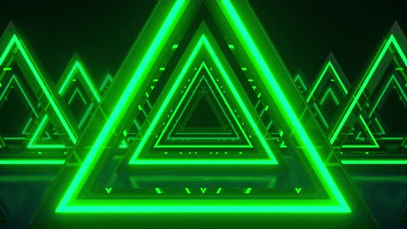 Green neon triangles