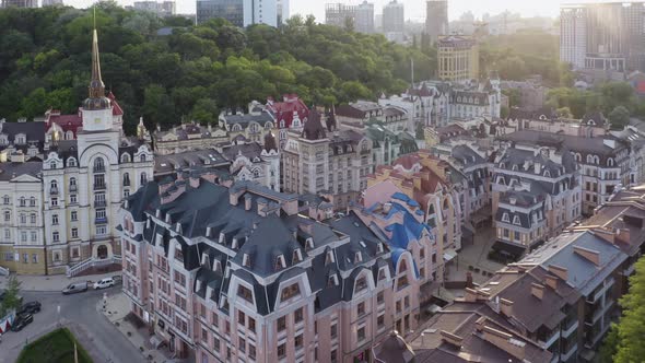 Aerial View of Colored Historical European Lowrise Buildings