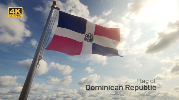 Dominican Republic Flag on a Flagpole - 4K