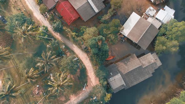 Flying Drone over Village